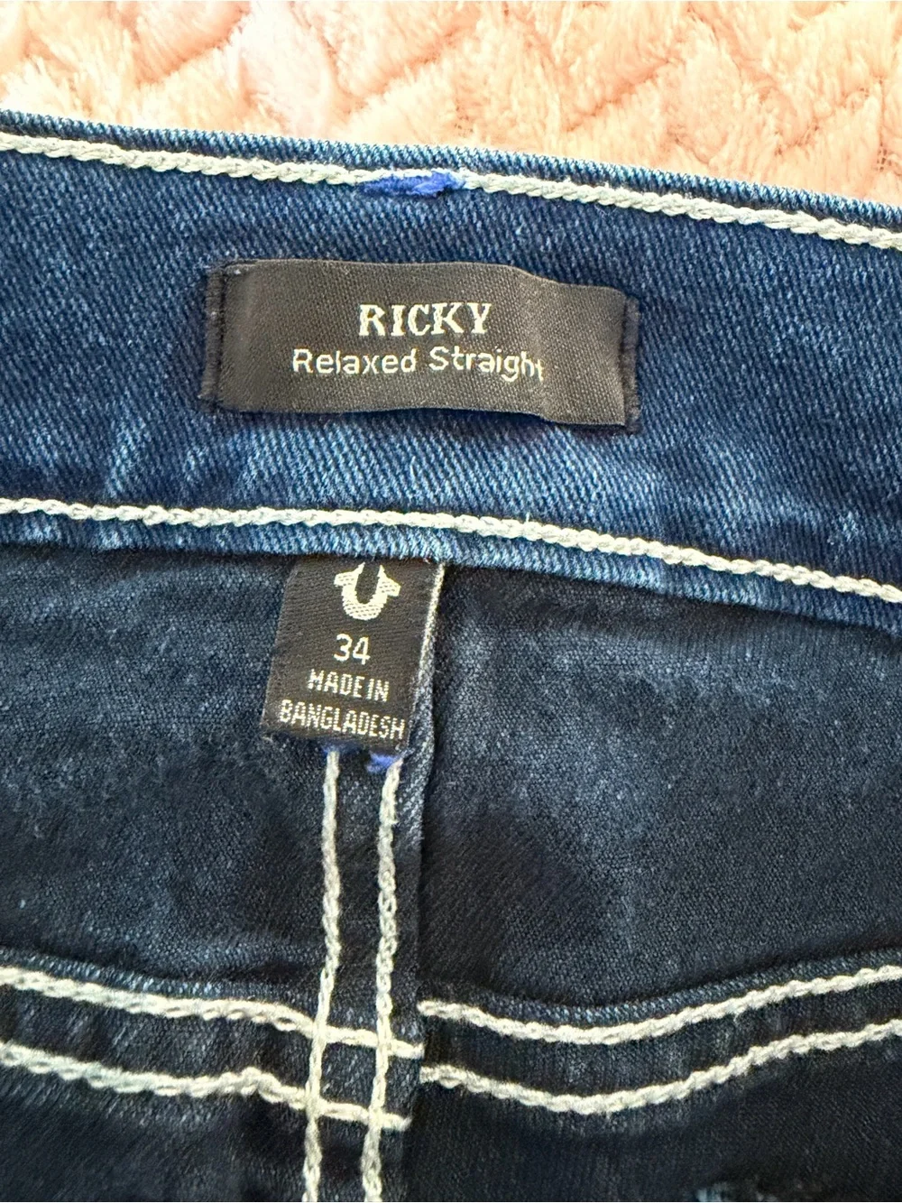 True Religion Men's Dark Blue Relaxed Straight Jeans Size 34